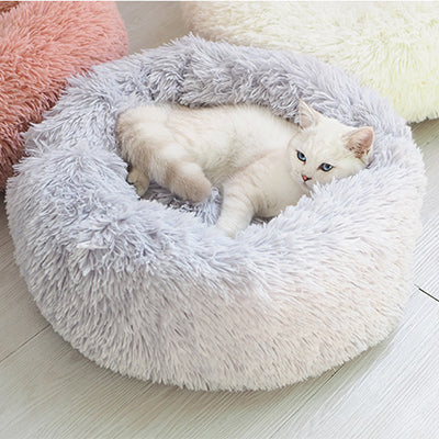 Long Plush Super Soft Pet Bed Kennel Dog Round Cat Winter Warm Sleeping Bag Puppy Cushion Mat Portable Cat Supplies 40/50/60cm