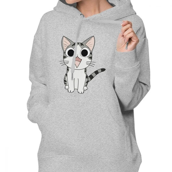 Japanese Cat Hoodie Chi The Cat Hoodies Cotton White Hoodies Women Trendy Over Sized Graphic Long Sleeve Pullover Hoodie