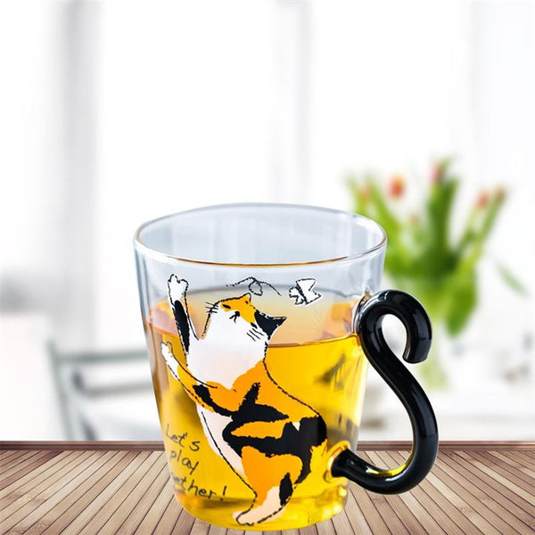 8.5oz Cat Printed Coffee Mug Cute Water Juice Milk Cup For Breakfast Drinkware Animals Kittens Tea Coffee Cup For Home