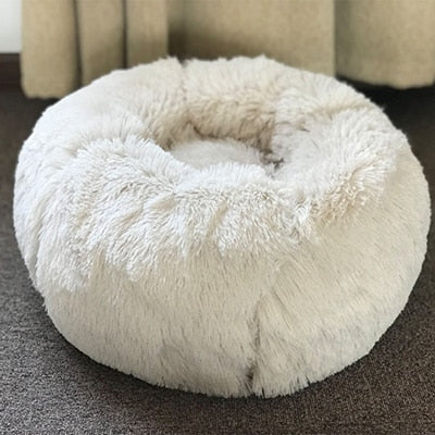 Long Plush Super Soft Pet Bed Kennel Dog Round Cat Winter Warm Sleeping Bag Puppy Cushion Mat Portable Cat Supplies 40/50/60cm
