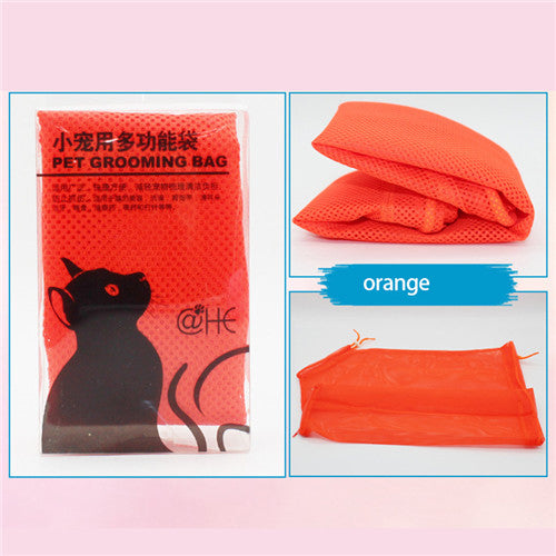 Pet Soft Cat Grooming Bag Adjustable Multifunctional Polyester Cat Washing Shower Mesh Bags Pet Nail Trimming Bags