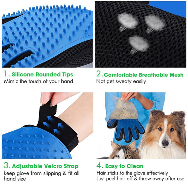 Nicrew cat grooming glove for cats wool glove Pet Hair Deshedding Brush Comb Glove For Pet Dog Cleaning Massage Glove For Animal