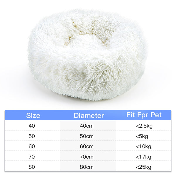 Long Plush Super Soft Pet Bed Kennel Dog Round Cat Winter Warm Sleeping Bag Puppy Cushion Mat Portable Cat Supplies 46/50/60cm