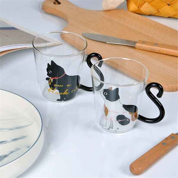 Justdolife 8.5oz Cute Creative Cat Milk Coffee Mug Water Glass Mug Cup Tea Cup Cartoon Kitty Home Office Cup For Fruit Juice