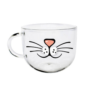 Funny Cat Beard Glass Mug 500ml Coffee Milk Cups With Handgrip Tea Breakfast Mugs Novelty Gifts