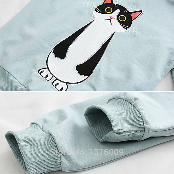 Kawaii Hoody Cute Cat Sweatshirts Harajuku Mori Girl Pullover Anime Female Hoodies Cartoon Student School Clothes Moletom