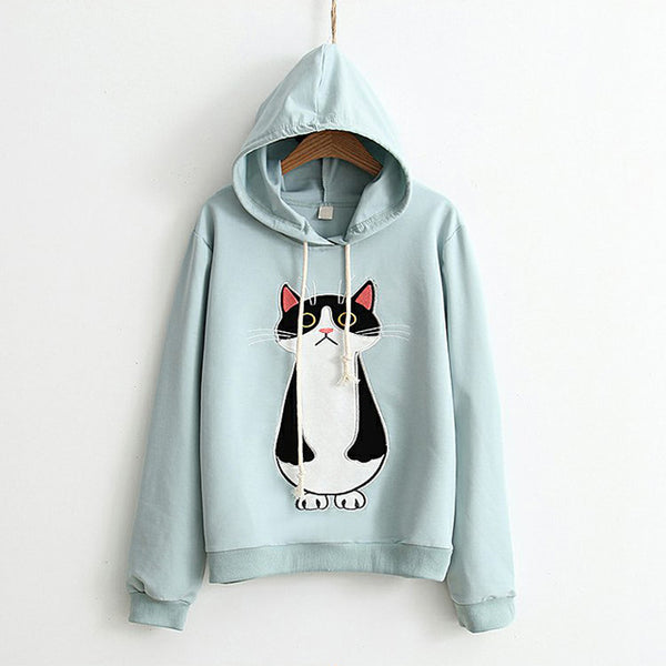 Kawaii Hoody Cute Cat Sweatshirts Harajuku Mori Girl Pullover Anime Female Hoodies Cartoon Student School Clothes Moletom