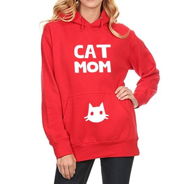 2018 Fashion Cat Mom Letter Print Hoodies Women Sweatshirt Harajuku Black Tumblr Funny Plus Size Aesthetic Shirt Coat Tops