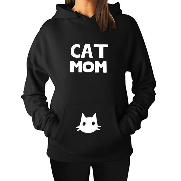 2018 Fashion Cat Mom Letter Print Hoodies Women Sweatshirt Harajuku Black Tumblr Funny Plus Size Aesthetic Shirt Coat Tops