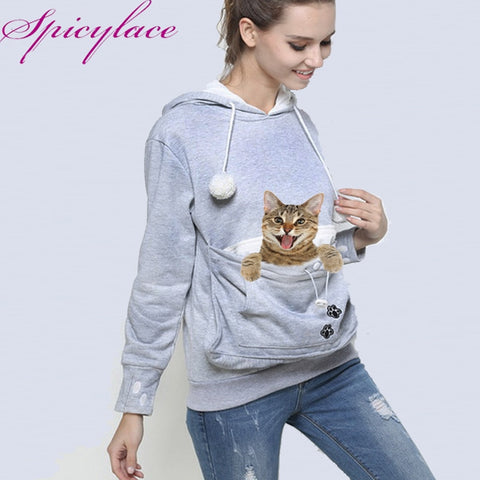 Women's Clothing Cat Lovers Hoodie Kangaroo Dog Pet Paw Pullovers Cuddle Pouch Sweatshirt Pocket Animal Ear Hooded