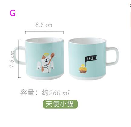 Japanese cat mug with a cute ceramic cup hanging spoon gift creative coffee cup milk cup mug cheshire cat CL10221429 sesame cat