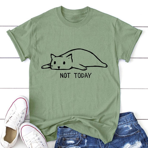 Overthinking and also hungry cat Not Today Cat Graphic Tees Women Tshirt Funny Print T-shirt fashion tops