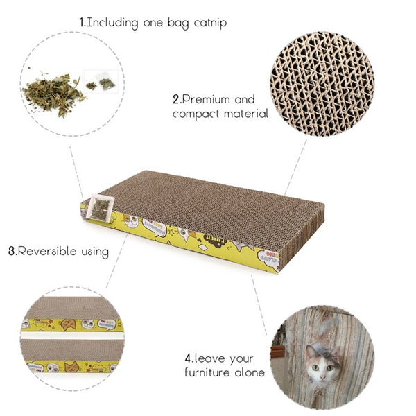 Cat Scratch Board 3 Shape Cat Toy Big-size Double-sided Durable Pet Scratcher Pad Bed Mat with Catnip Toy Claw Care