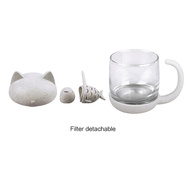Baffect Cat Mug Glass Water Tea Cup with Filter Creative Tea Strainer Teapot Teabags Mugs for Tea & Coffee Wedding Birthday Gift